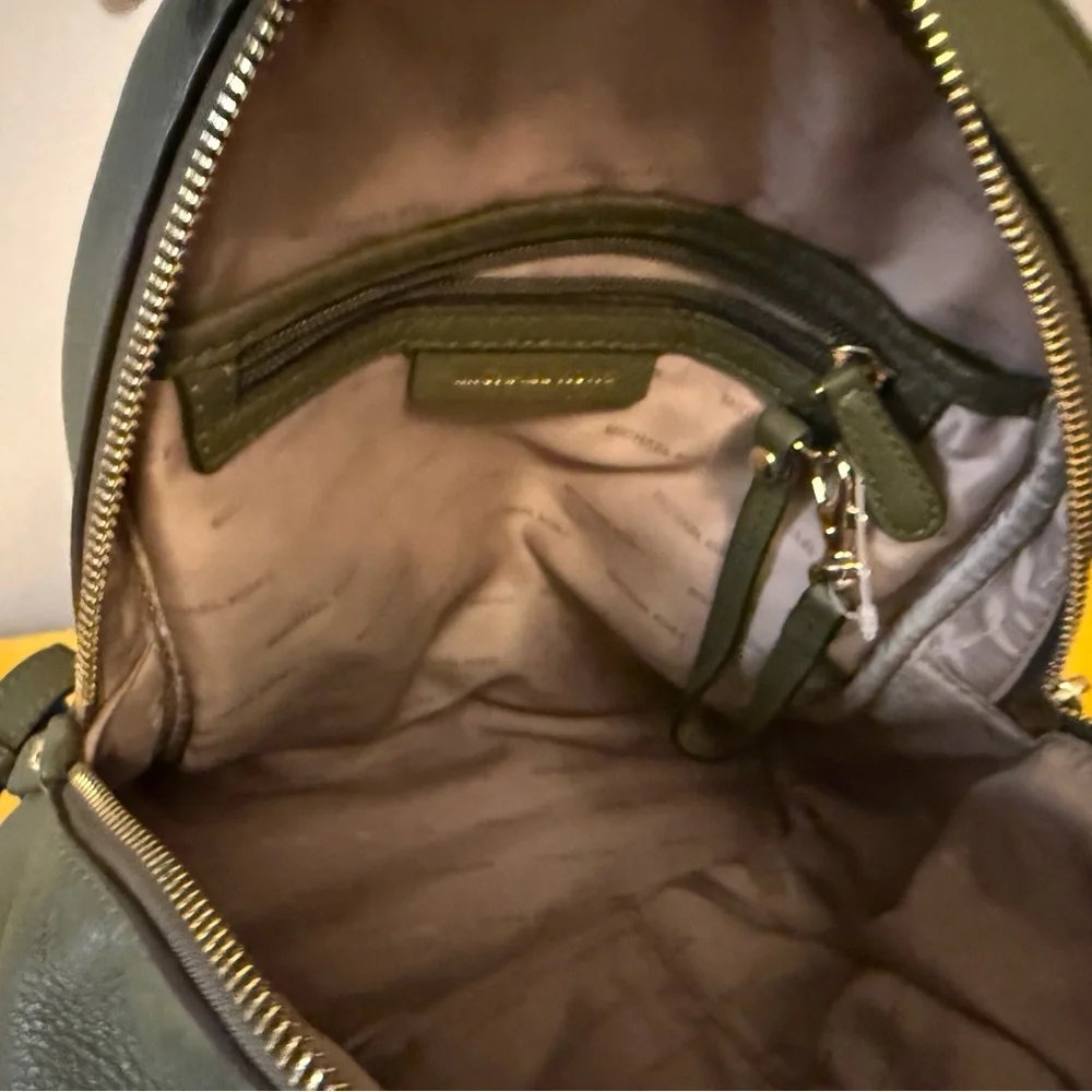 Michael Kors Olive Green Leather Backpack - Picture 15 of 16